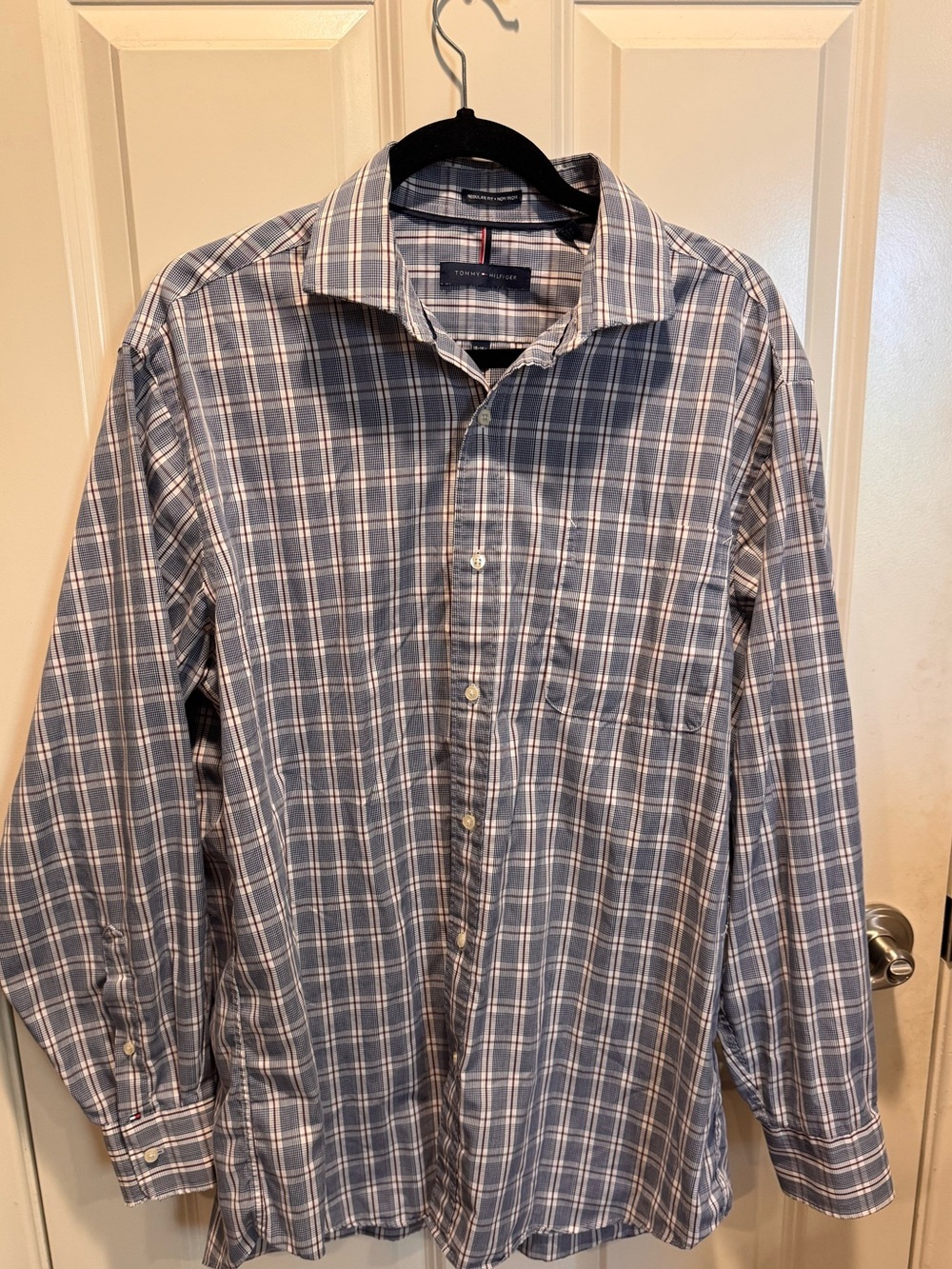 Tommy Hilfiger Blue and White Plaid Button-Down Shirt